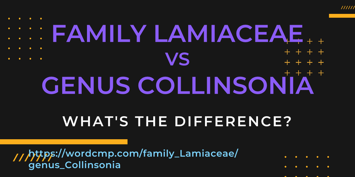 Difference between family Lamiaceae and genus Collinsonia