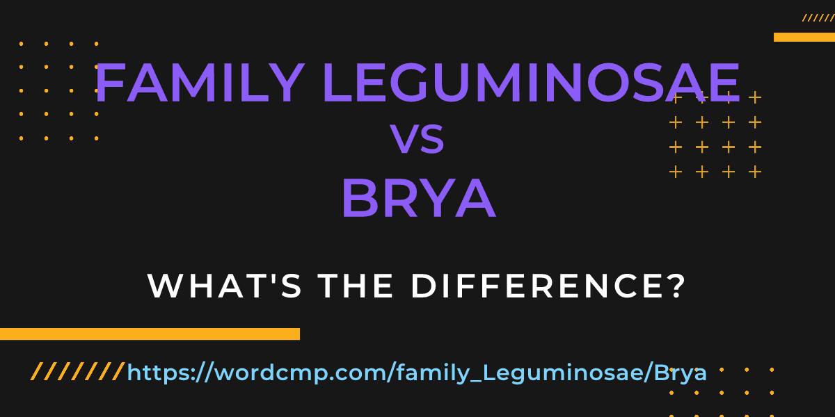 Difference between family Leguminosae and Brya