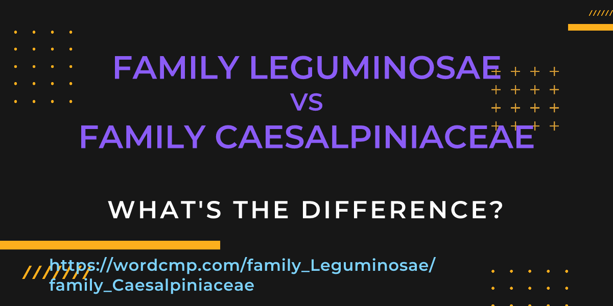 Difference between family Leguminosae and family Caesalpiniaceae