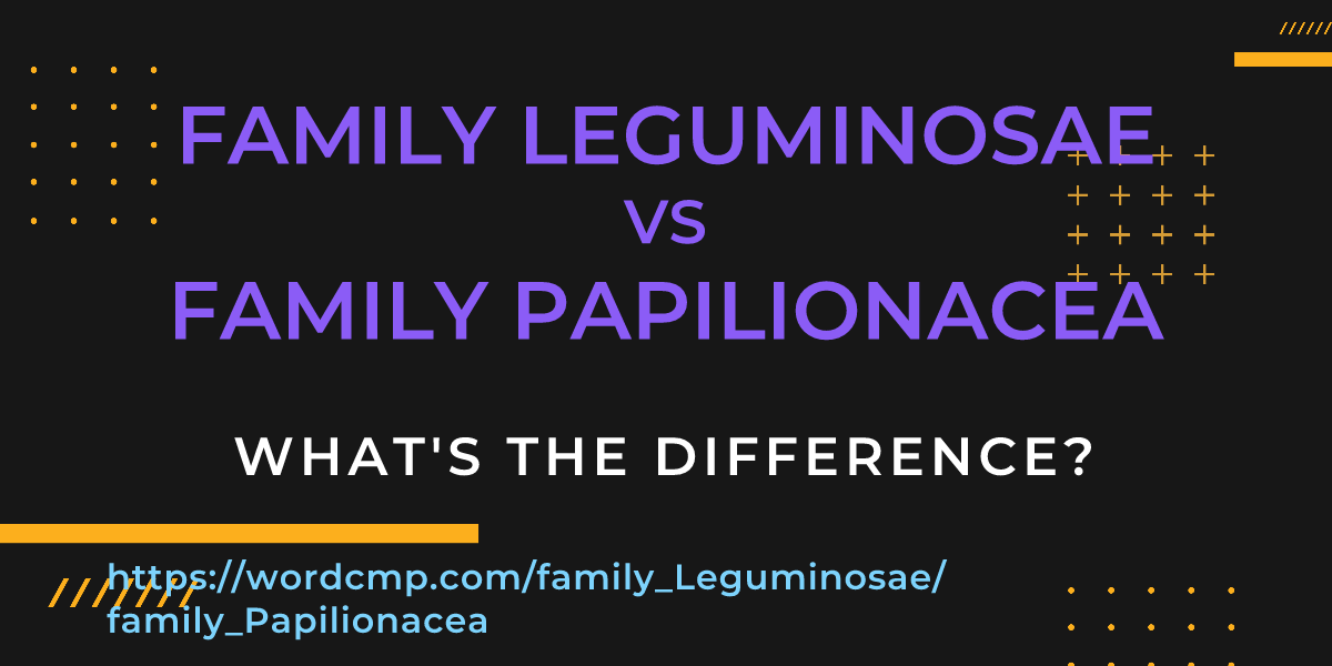 Difference between family Leguminosae and family Papilionacea