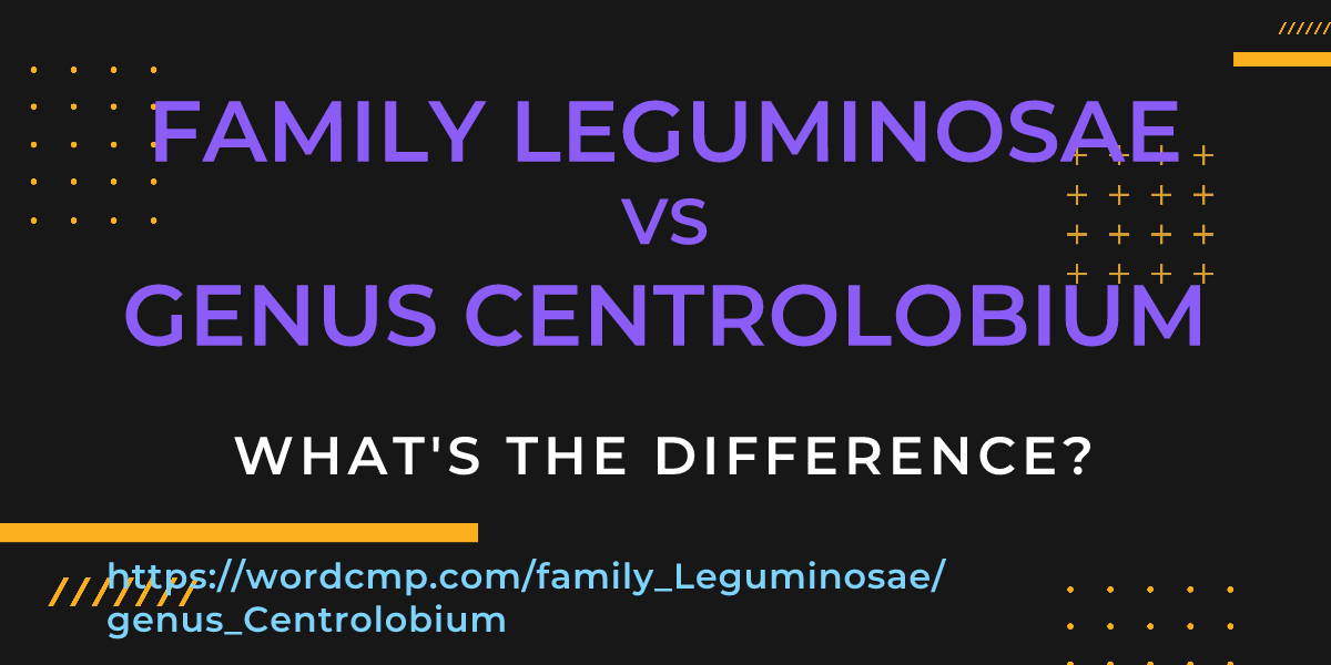 Difference between family Leguminosae and genus Centrolobium