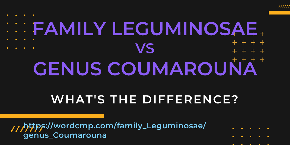 Difference between family Leguminosae and genus Coumarouna