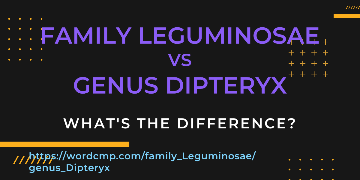 Difference between family Leguminosae and genus Dipteryx
