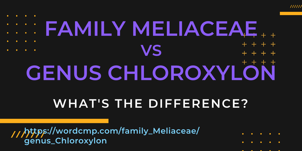 Difference between family Meliaceae and genus Chloroxylon