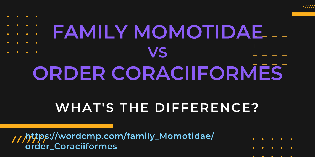 Difference between family Momotidae and order Coraciiformes