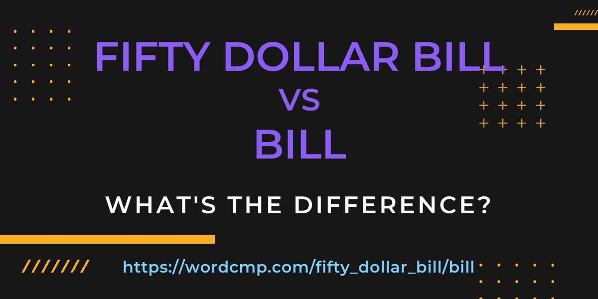 Difference between fifty dollar bill and bill