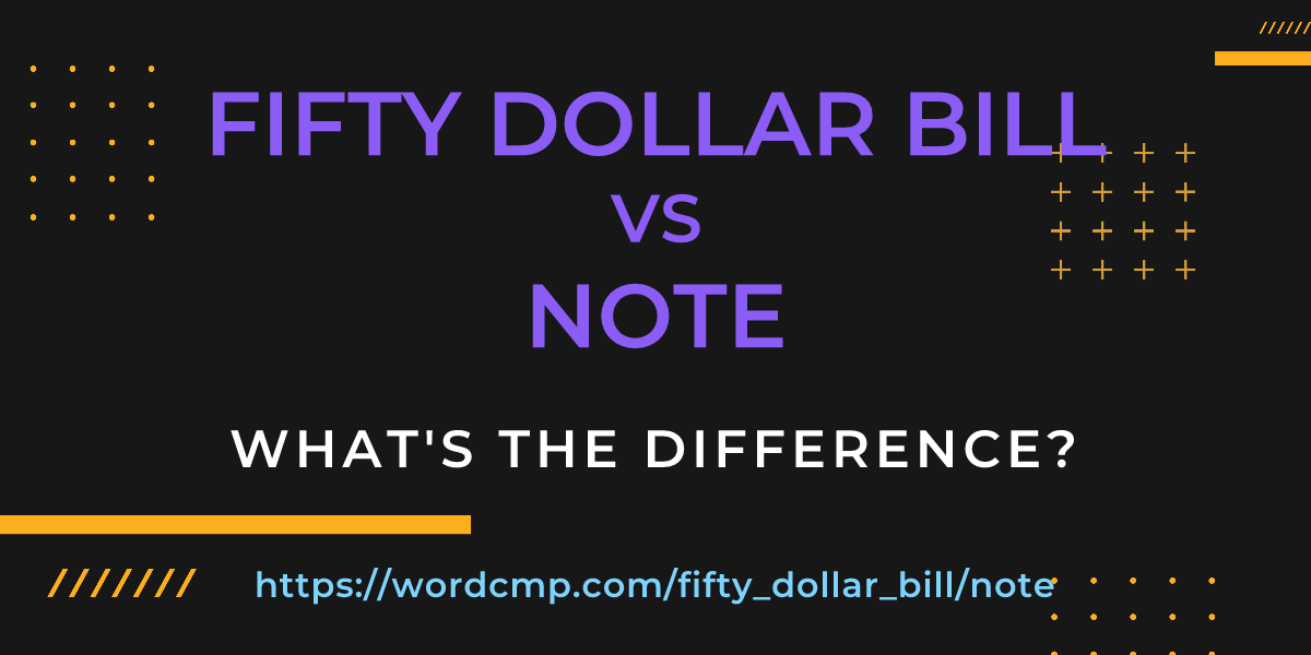 Difference between fifty dollar bill and note