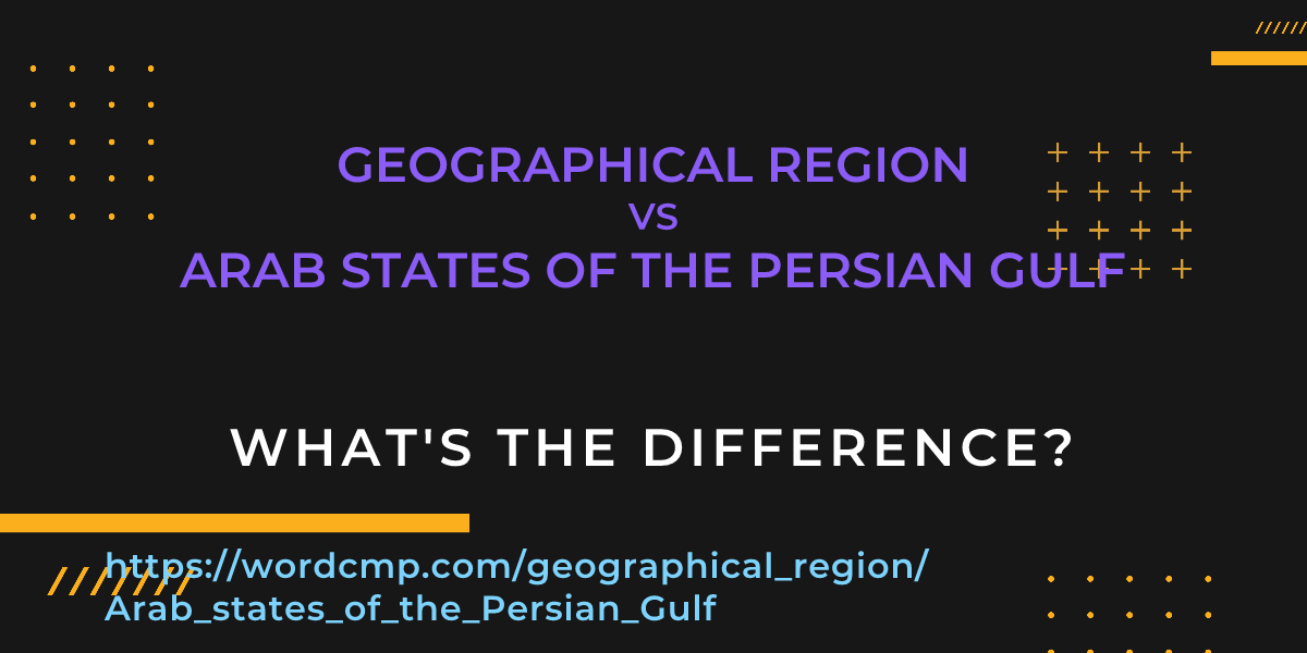 Difference between geographical region and Arab states of the Persian Gulf