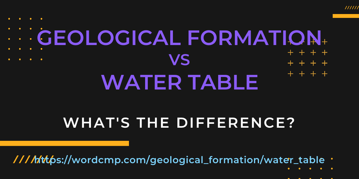 Difference between geological formation and water table