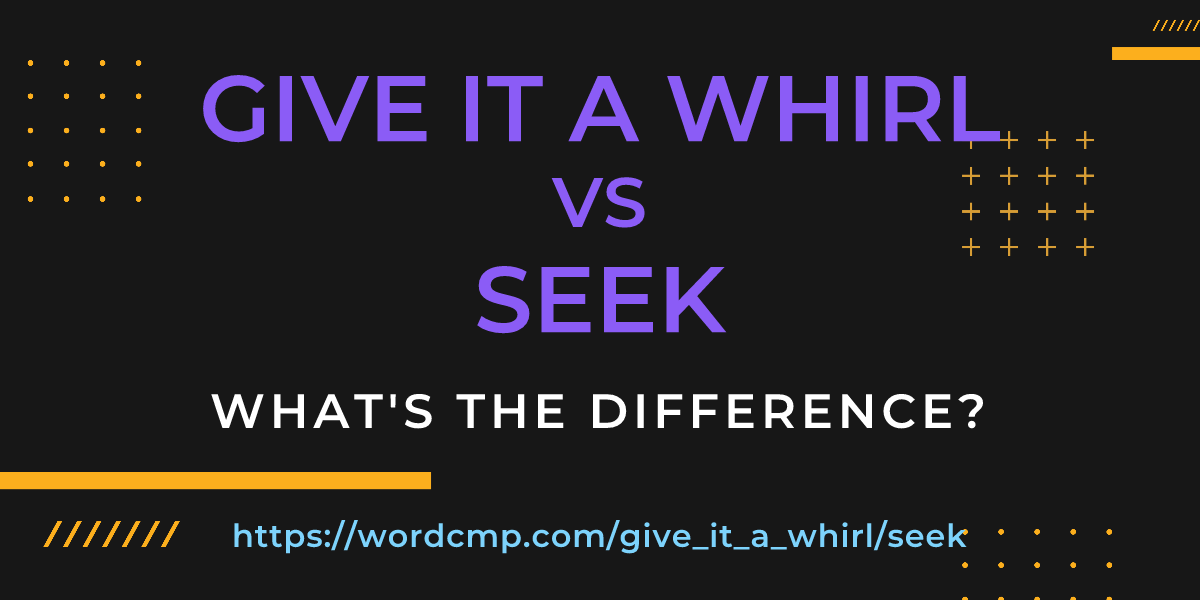 Difference between give it a whirl and seek