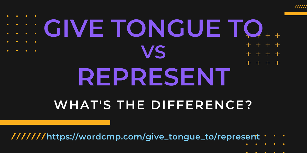 Difference between give tongue to and represent
