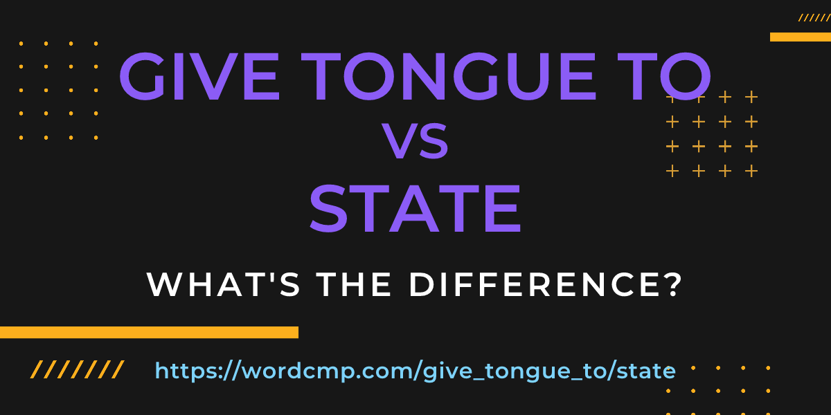 Difference between give tongue to and state