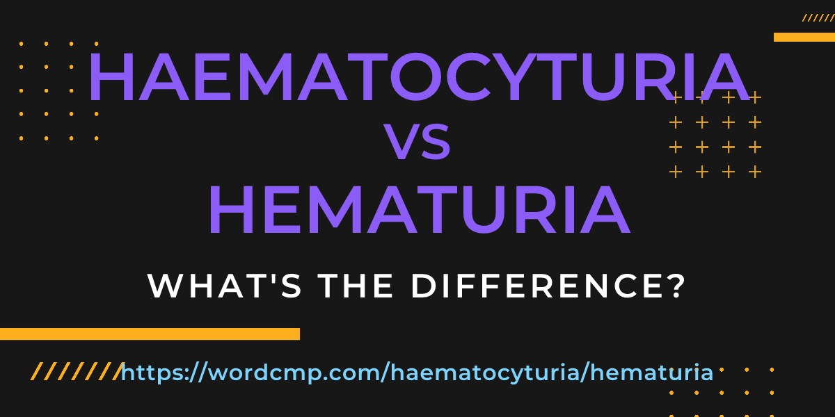 Difference between haematocyturia and hematuria