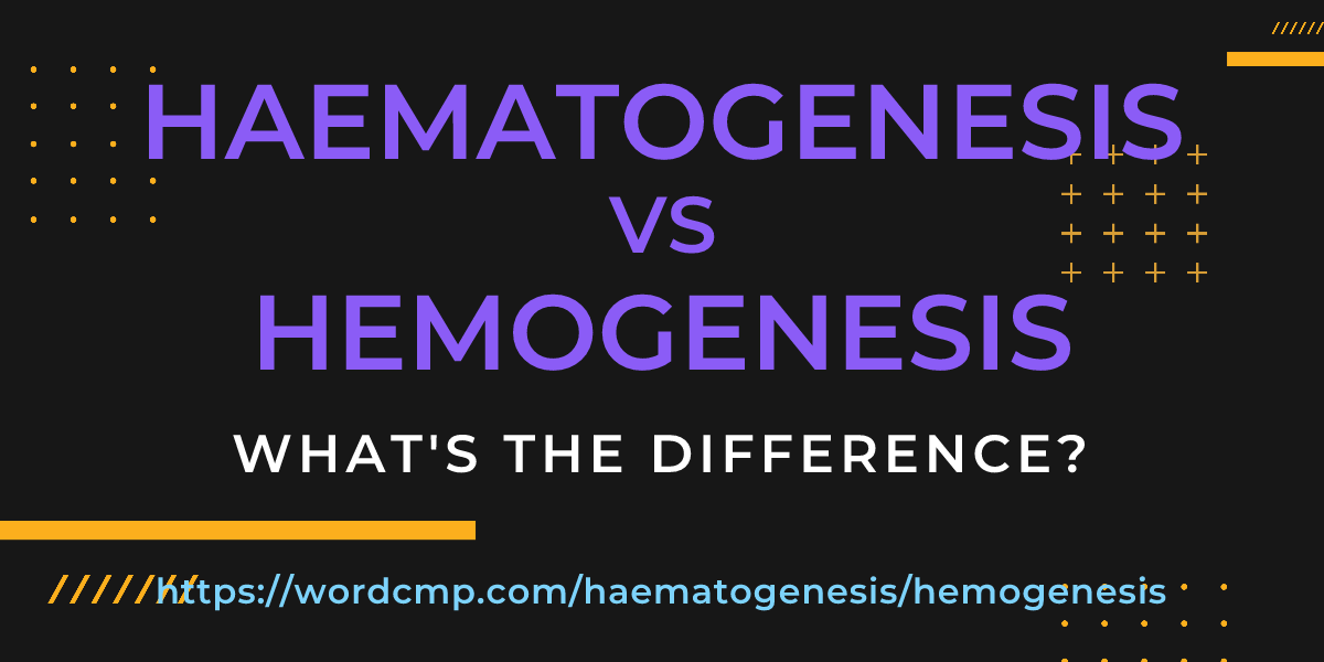 Difference between haematogenesis and hemogenesis