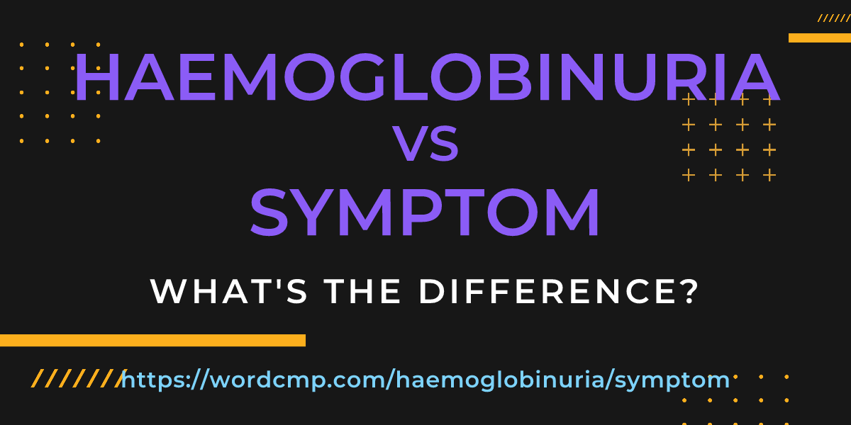 Difference between haemoglobinuria and symptom