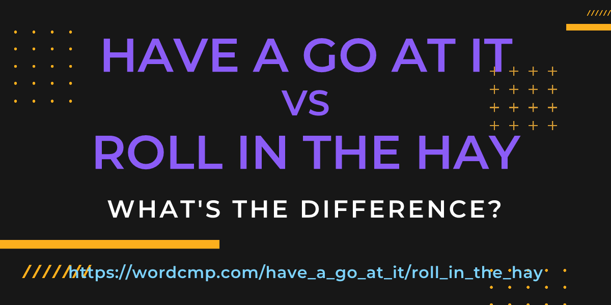 Difference between have a go at it and roll in the hay