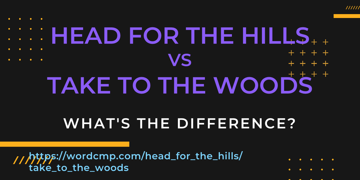 Difference between head for the hills and take to the woods