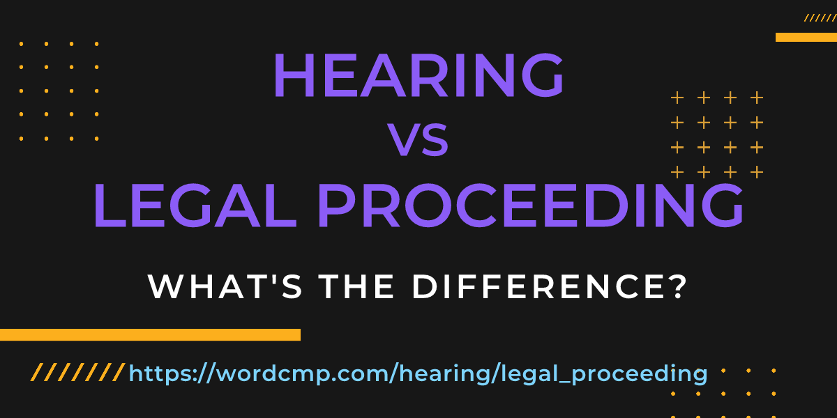 Difference between hearing and legal proceeding