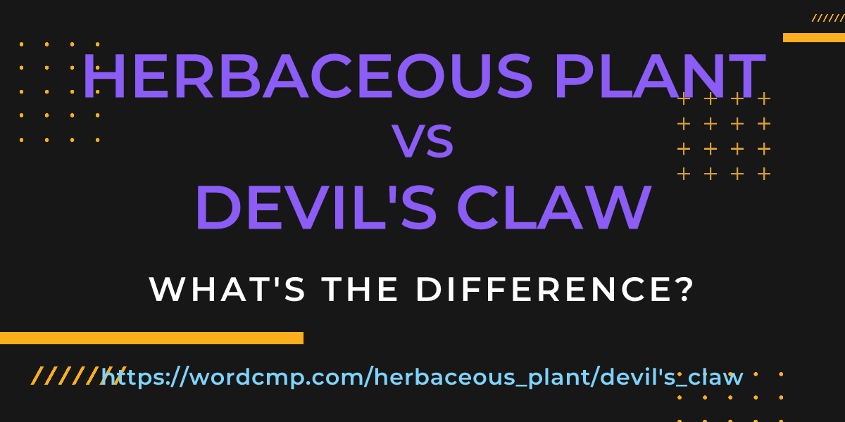 Difference between herbaceous plant and devil's claw
