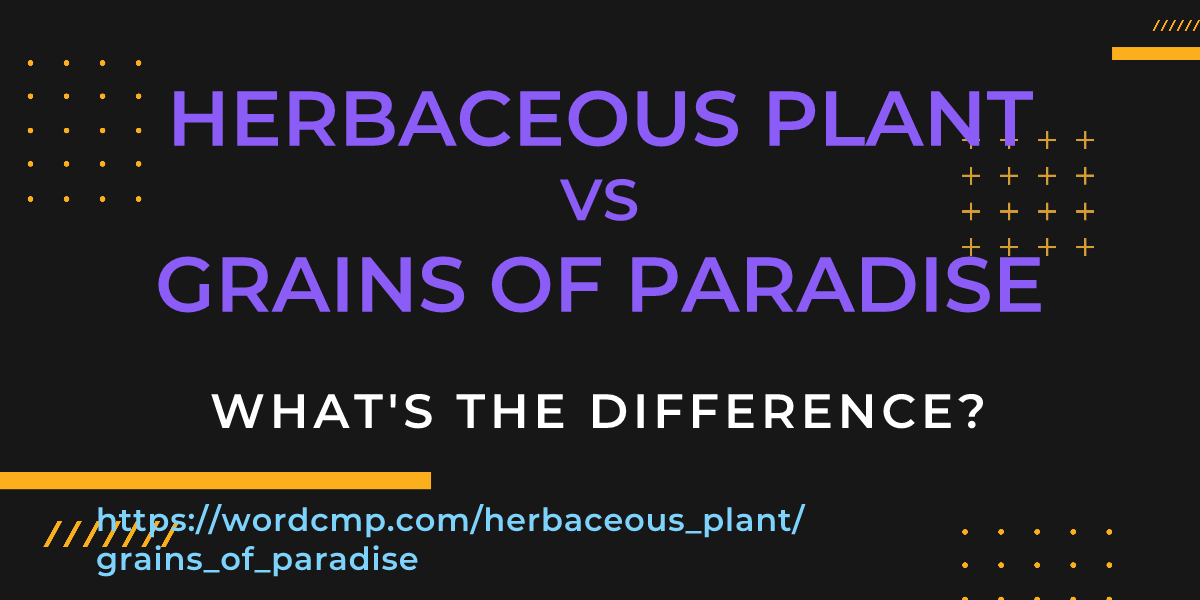 Difference between herbaceous plant and grains of paradise