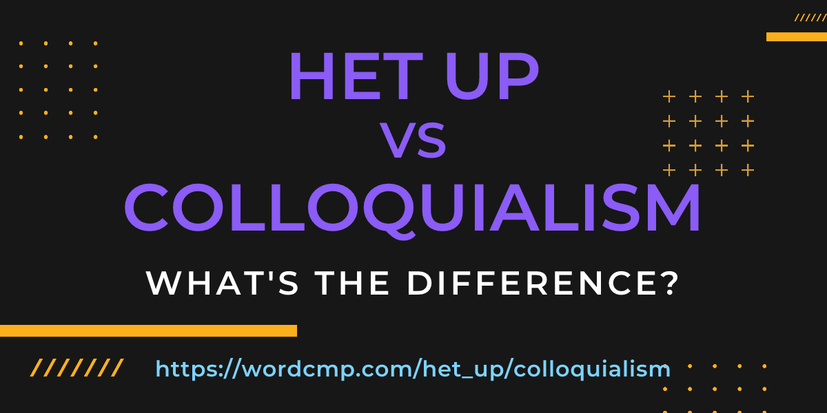 Difference between het up and colloquialism