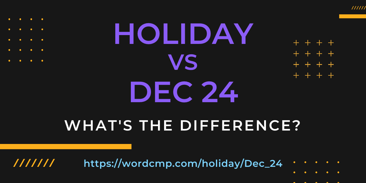 Difference between holiday and Dec 24