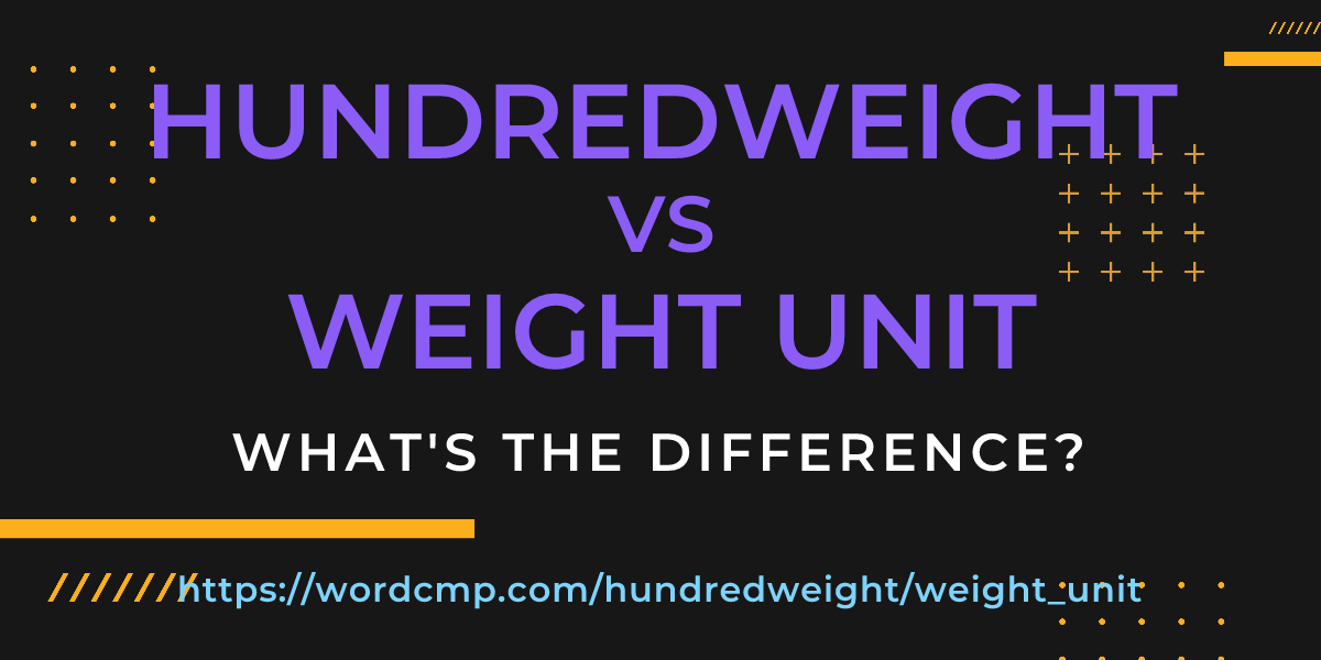 Difference between hundredweight and weight unit
