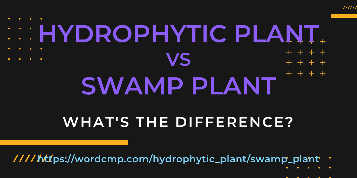 Difference between hydrophytic plant and swamp plant