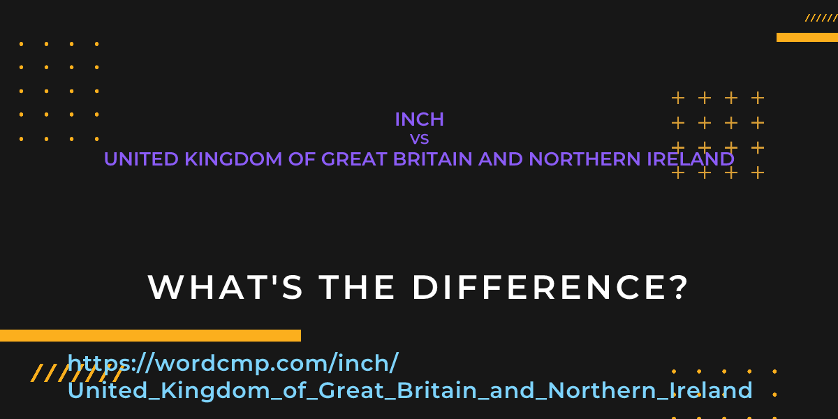 Difference between inch and United Kingdom of Great Britain and Northern Ireland