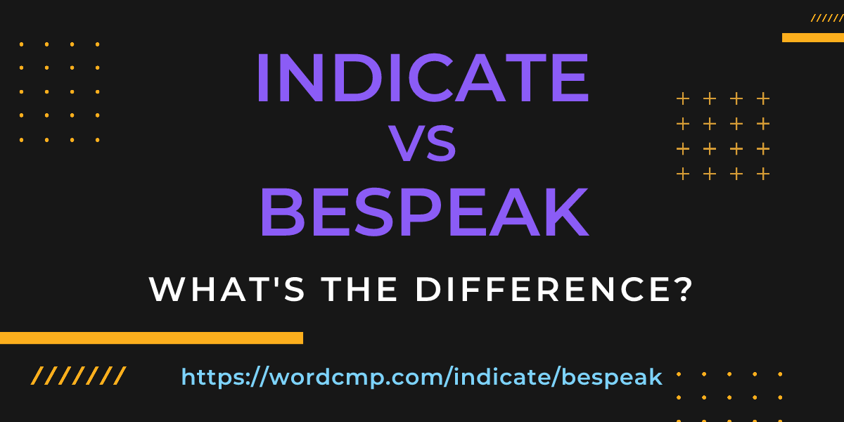 Difference between indicate and bespeak