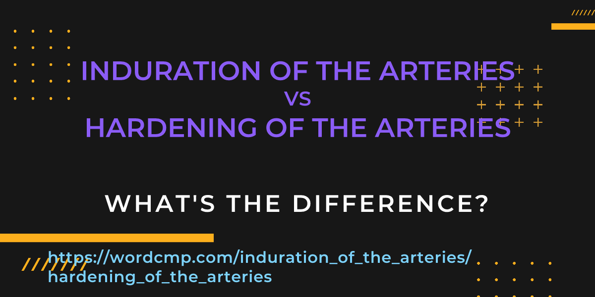 Difference between induration of the arteries and hardening of the arteries