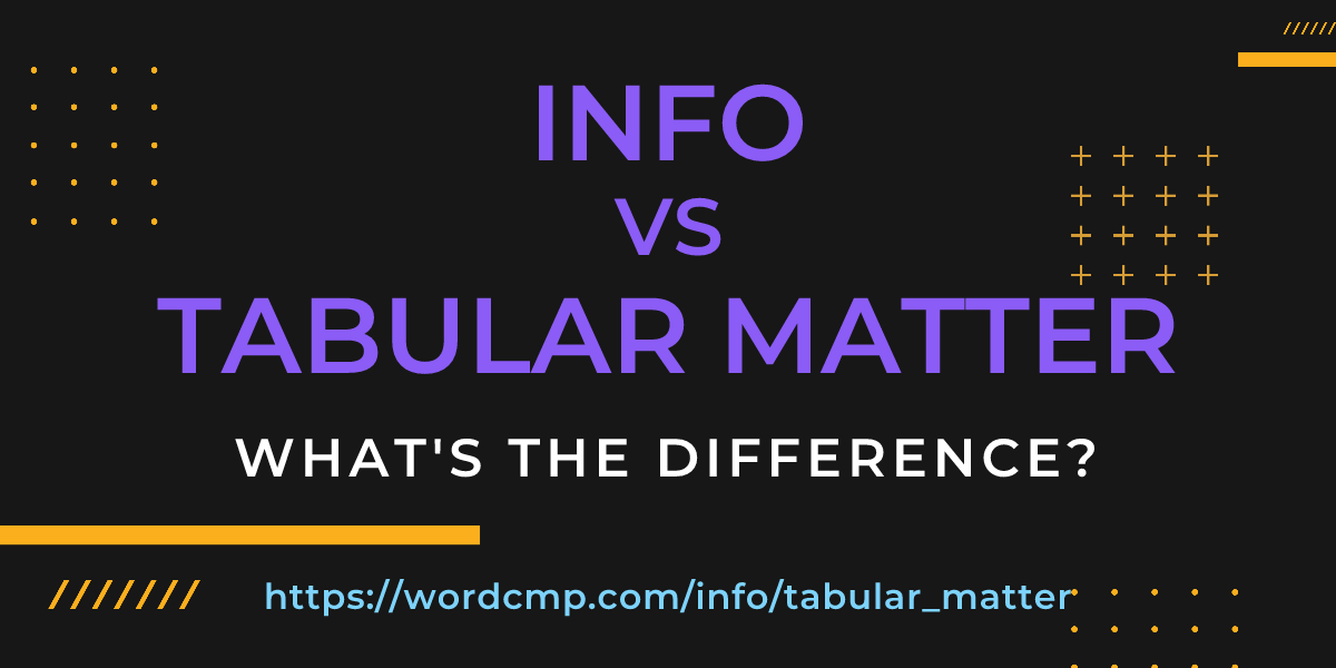 Difference between info and tabular matter
