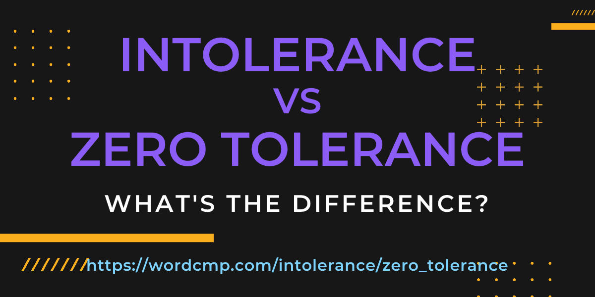 Difference between intolerance and zero tolerance