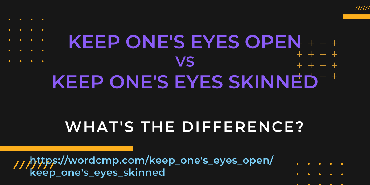 Difference between keep one's eyes open and keep one's eyes skinned