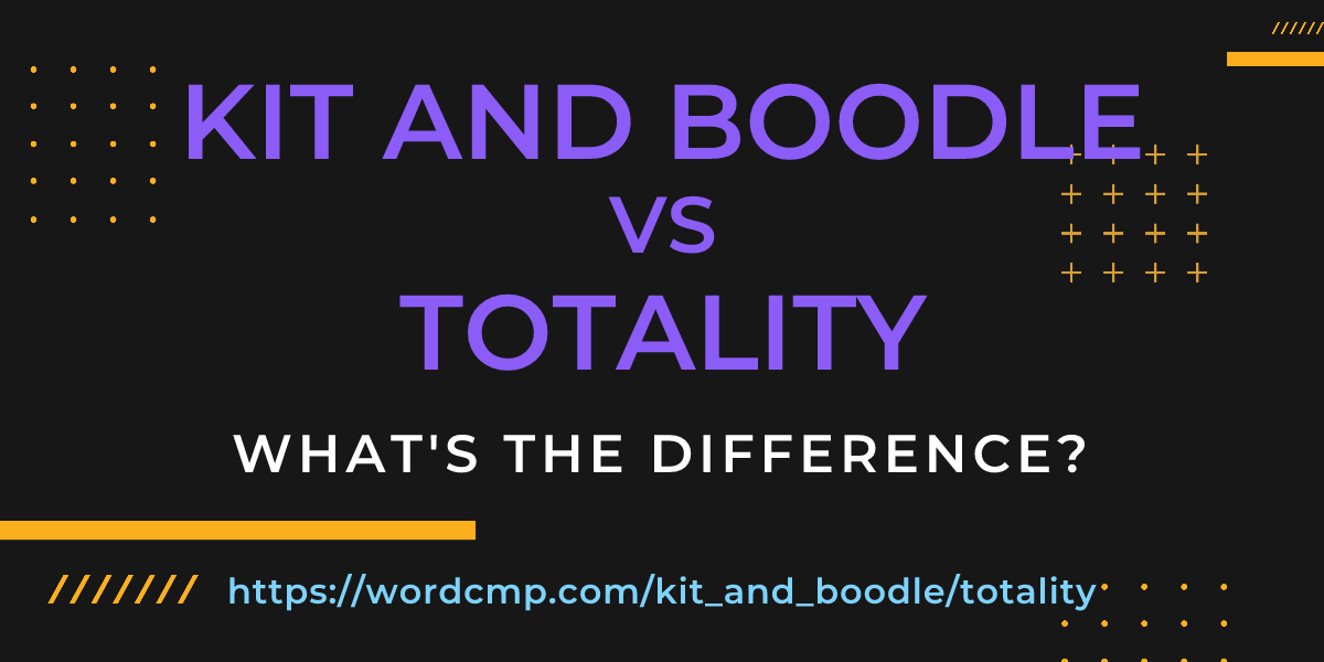 Difference between kit and boodle and totality