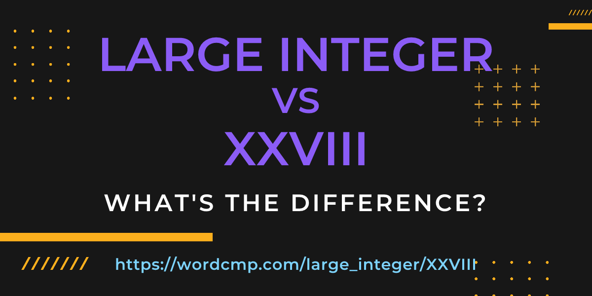 Difference between large integer and XXVIII