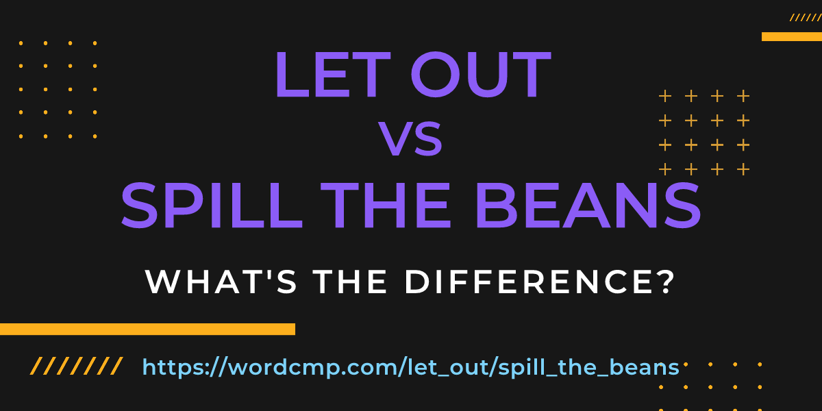 Difference between let out and spill the beans