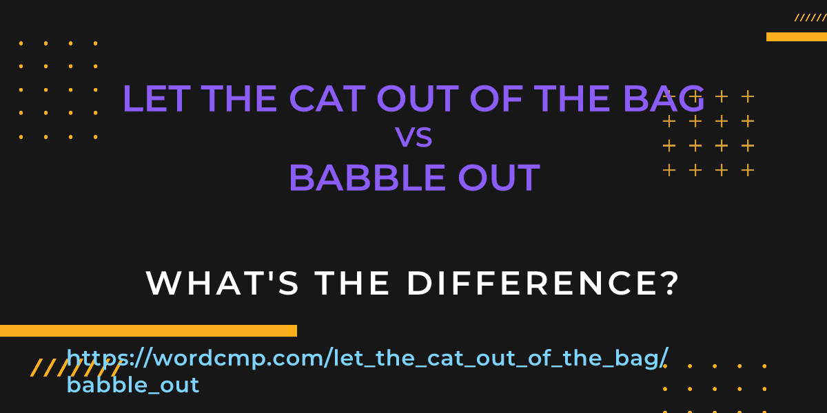 Difference between let the cat out of the bag and babble out