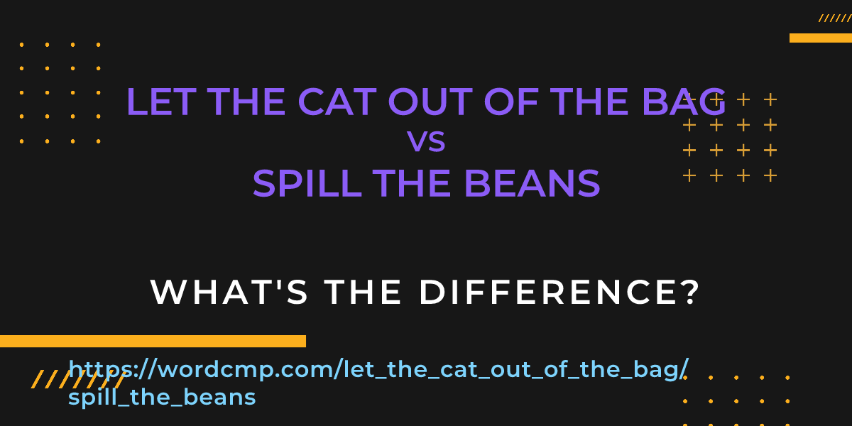 Difference between let the cat out of the bag and spill the beans