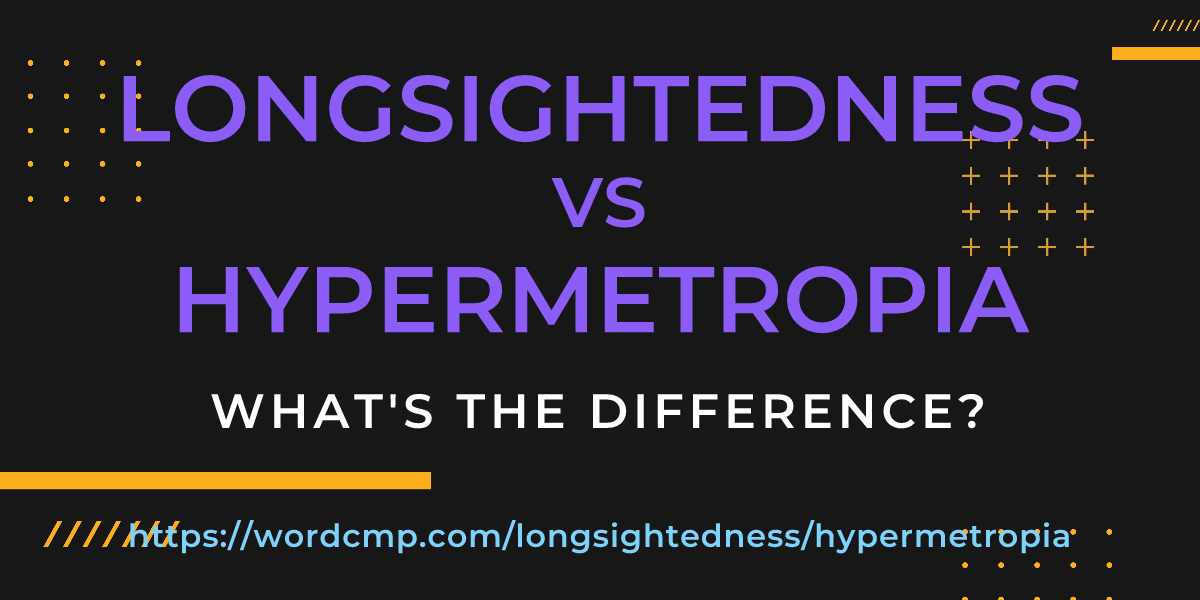 Difference between longsightedness and hypermetropia