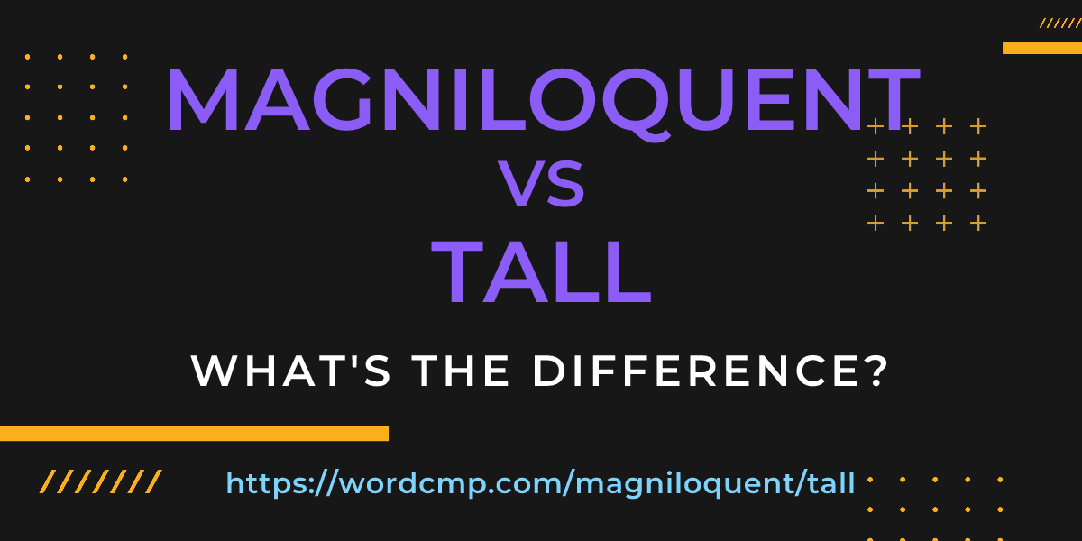 Difference between magniloquent and tall