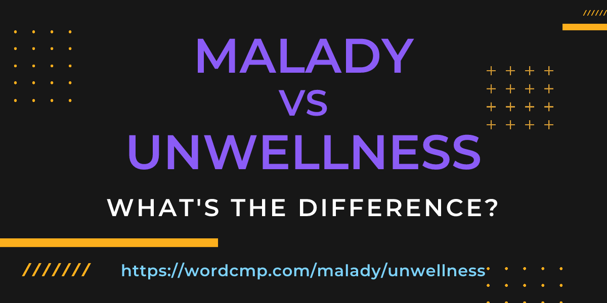 Difference between malady and unwellness