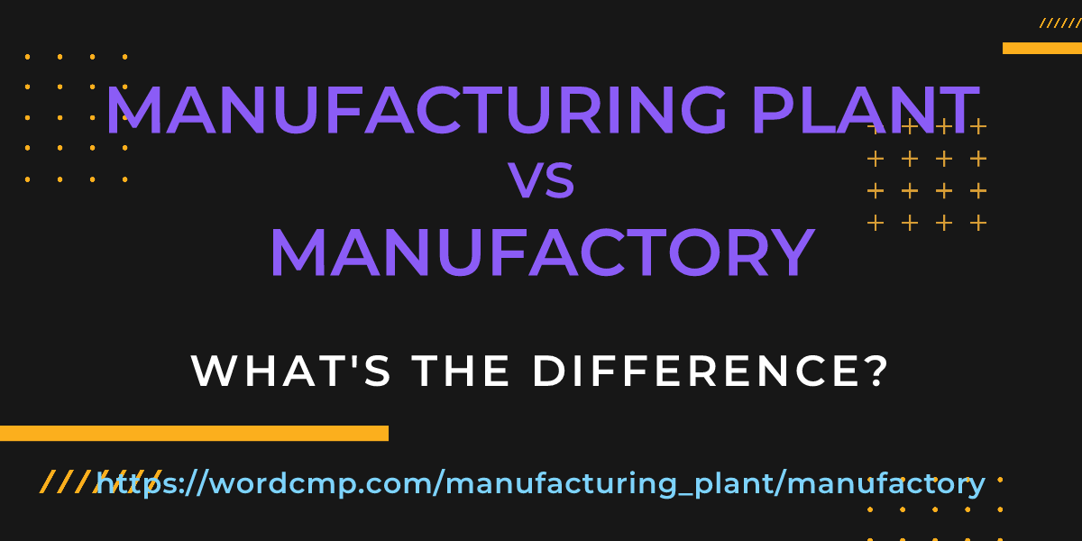 Difference between manufacturing plant and manufactory