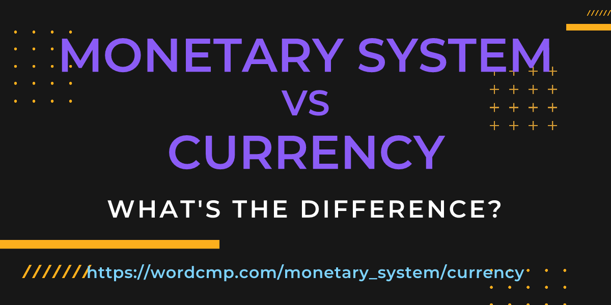 Difference between monetary system and currency