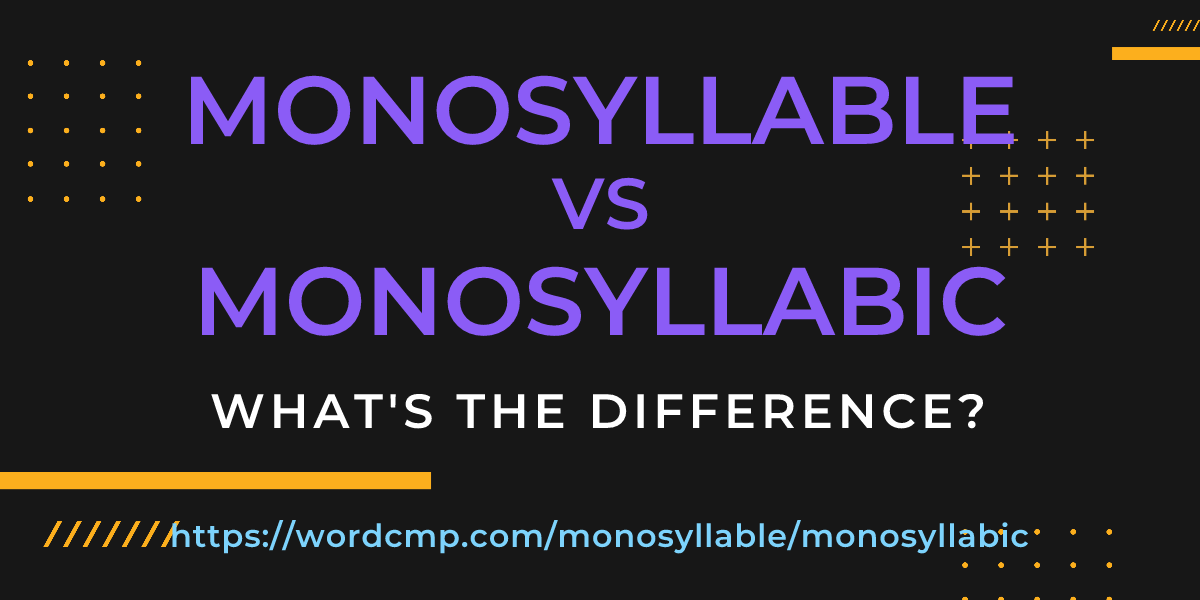 Difference between monosyllable and monosyllabic