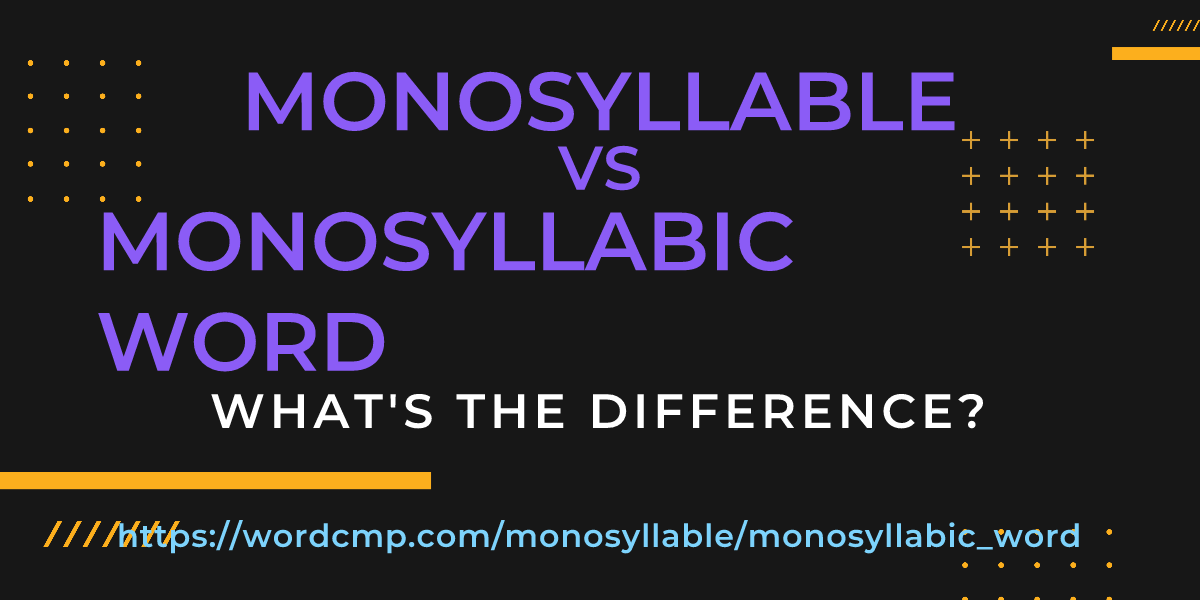 Difference between monosyllable and monosyllabic word