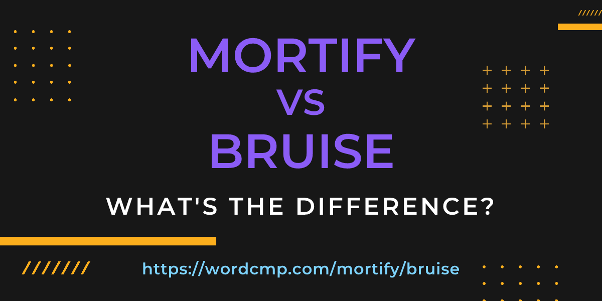 Difference between mortify and bruise