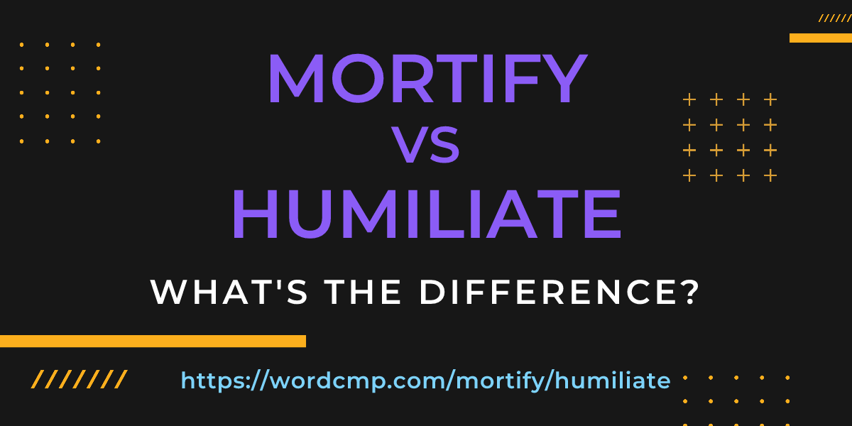 Difference between mortify and humiliate