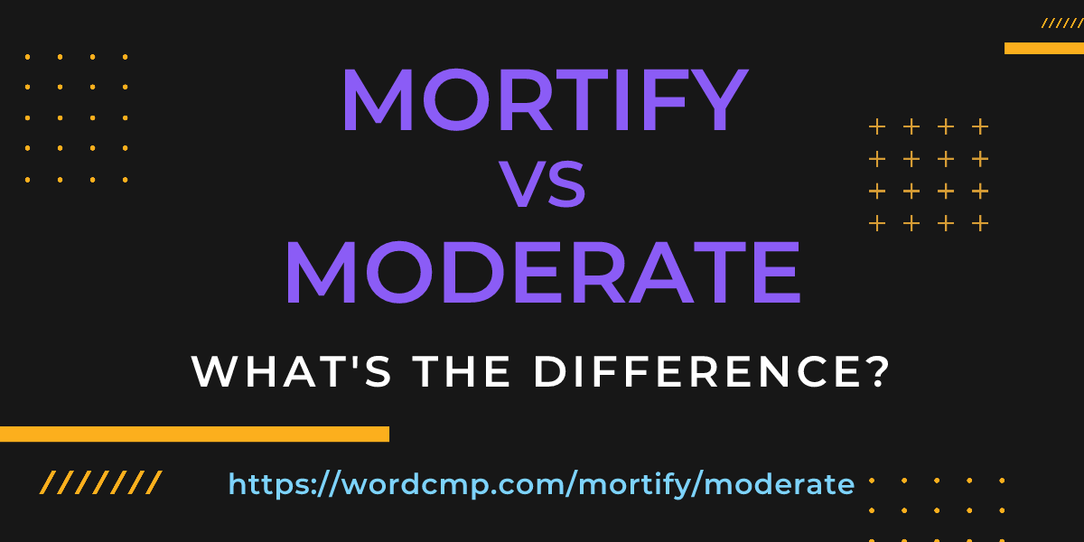 Difference between mortify and moderate