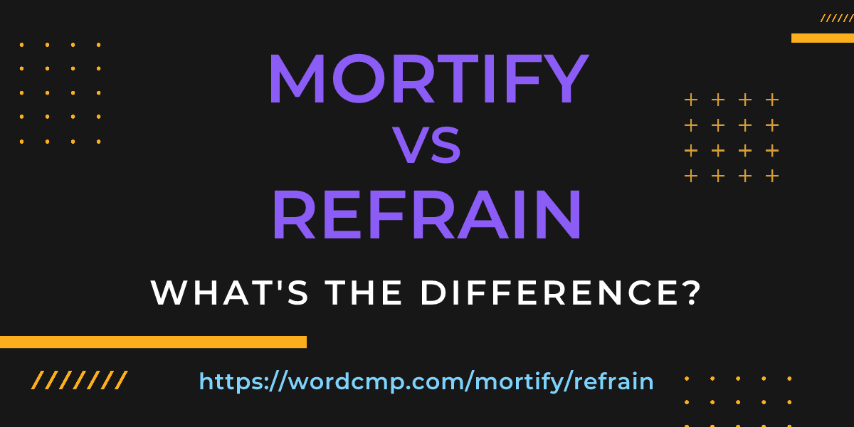 Difference between mortify and refrain